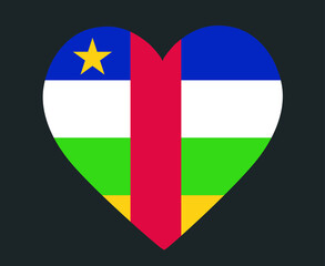 Central African Republic Flag National Africa Emblem Heart Icon Vector Illustration Abstract Design Element