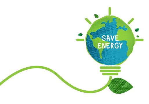 Energy saving eco lamp technology nature concept. think green ecology and save energy creative idea concept. environmentally friendly planet. vector design