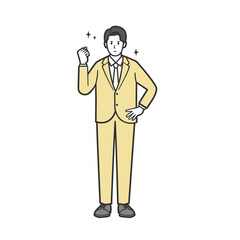 腰に手をあててガッツポーズをするビジネスパーソン
