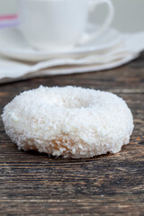 Fototapeta na wymiar fresh coconut doughnut with creamy filling