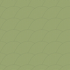 Green zen, abstract field seamless vector pattern. Calming, flowing linear design. Geometric, oriental inspired repeat print. Tranquil, relaxing, wellness, subtle surface texture background. 
