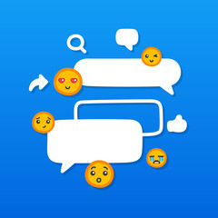 social media chat banner kawaii doodle flat vector illustration icon