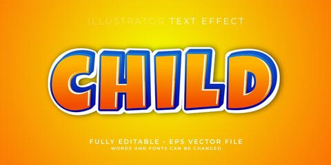 Child editable comic style text effect vector illustration