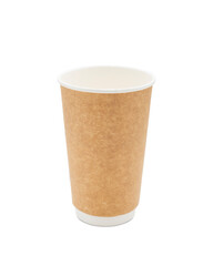 Paper cup without lid isolated on white background.