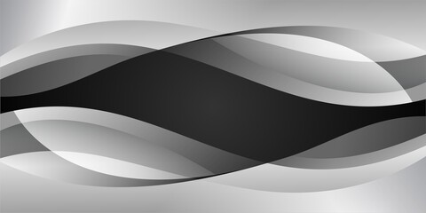 Abstract wavy background in black and white gradient color design concept