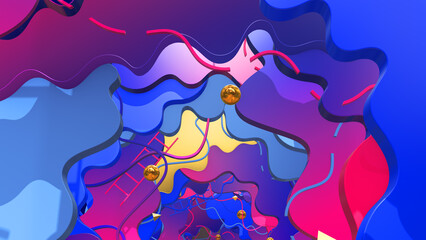 3D illustration Background for advertising and wallpaper in flat art style and abstract scene. 3D rendering in decorative concept 