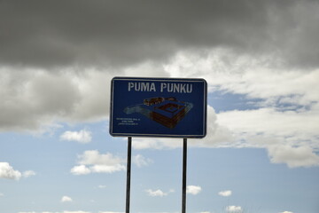 Stone walls uncovered by archaeologists at the Puma Punku, a UNESCO world heritage site. Tiwanaku, Bolivia