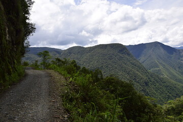 Fototapeta na wymiar Death road, Camino de la Muerte, Yungas North Road between La Paz and Coroico, Bolivia