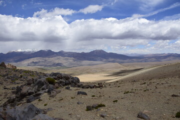 On the way to climbing the Nevado Sajama volcano, highest peak in Bolivia in Sajama national park