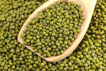 Mung Beans and big wooden spoon Background