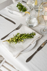 beautiful table setting for romantic dinner for two