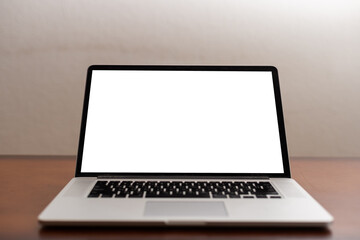 Fototapeta premium Laptop with blank screen on table.