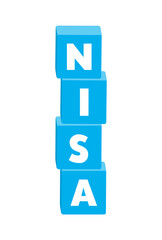 NISAの文字が入った積まれたブロックのイラスト - 太字のかわいい題字･投資のイメージの素材
