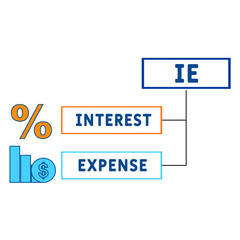 IE - Interest Expense acronym. business concept background. vector illustration concept with keywords and icons. lettering illustration with icons for web banner, flyer, landing pag