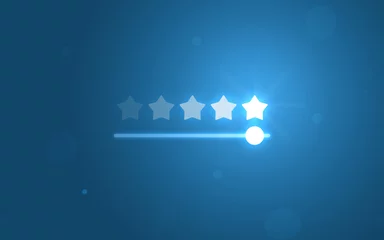 Foto op Plexiglas Five star rating review slider bar button background of best ranking service quality satisfaction or 5 score customer feedback rate symbol and success evaluation user experience on excellent stars. © Lemonsoup14