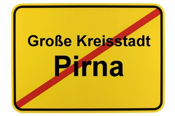 Illustration eines Ortsschildes der Stadt Pirna in Sachsen