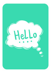 White cloud bubble speech text hand drawn icon symbol vector illustration.