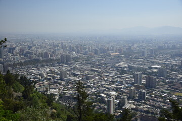 Fototapeta na wymiar Aerial view of Santiago, Chile from Cerro Santa Lucia