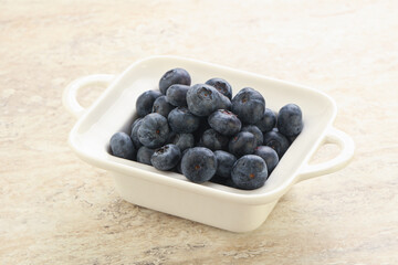 Sweet ripe blueberry heap in the bowl