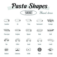 Set of pasta shapes. 