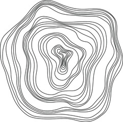 Abstract tree rings. Vector topographic map concept. Seamless background. Thin black lines on white