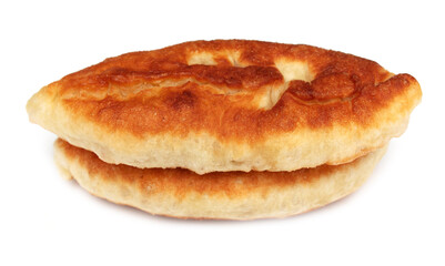 Potato patties isolated on white background.