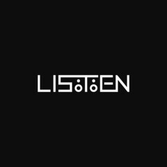 Listen text logo design.