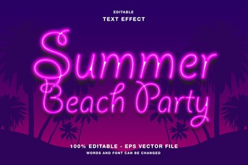 Summer Beach Party Neon Glow Text Effect