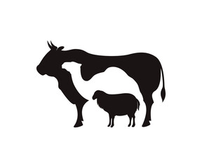 Bull Camel Lamb in One Vector Template.