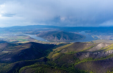 landscape seen from Dobogoko peak - Hungary. It is the highest area in the Visegrad Mountains