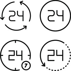 Clock time vector icons set isolated on white background