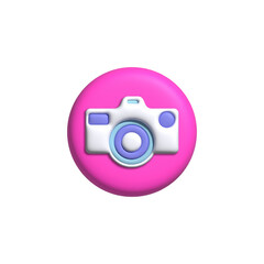illustration of the camera icon 3d rendering. Cartoon minimalistic style