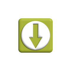 illustration of the down arrow icon 3d rendering. Cartoon minimalistic style