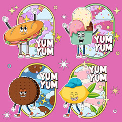 Food with eord expression comic style