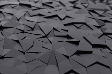 Abstract black geometric background of the wall. 3d render