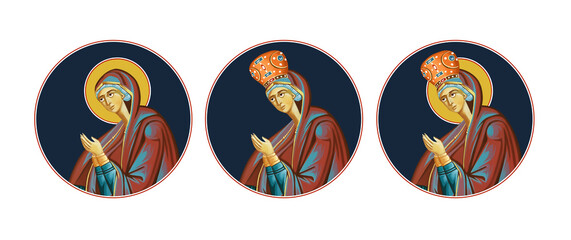 St. Virgin Maria. Illustration fresco in Byzantine style set