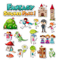 Sticker set of Fairy tale characters