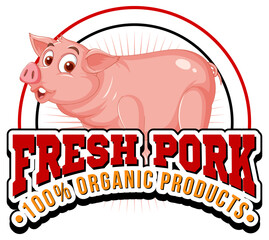 Pig cartoon character logo for pork products