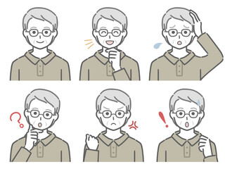 高齢男性の色々な表情