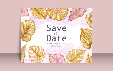 Exotic tropical floral wedding marriage invitation card template