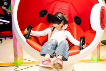 Child with virtual reality headset. virtual reality concept