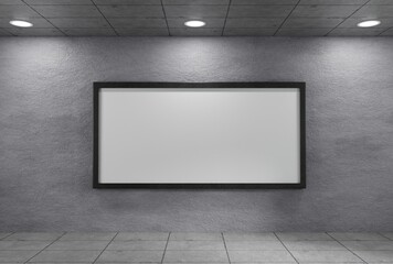 Horizontal white blank billboard poster indoor for mockup

