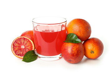 Red orange juice isolated on white background