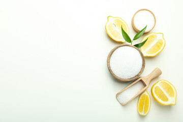 Concept of household cleaners with lemon acid