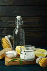 Concept of household cleaners with lemon acid