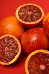 Concept of citrus fruit, red orange, close up