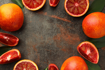 Concept of citrus fruit, red orange, space for text
