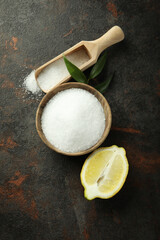 Concept of household cleaners with lemon acid