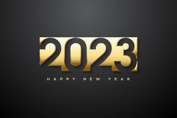 Fototapeta na wymiar 2022 Happy new year with gold truncated numbers
