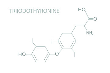 Triiodothyronine molecular skeletal chemical formula.	